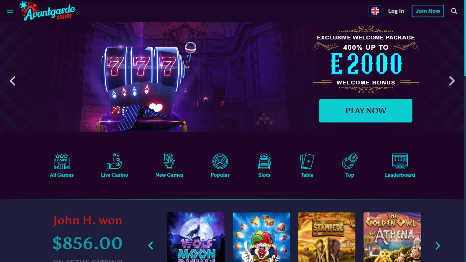 Avantgarde Casino Desktop screenshot